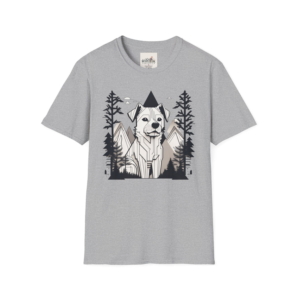 Line Art Dog Mountains 4 T-Shirt