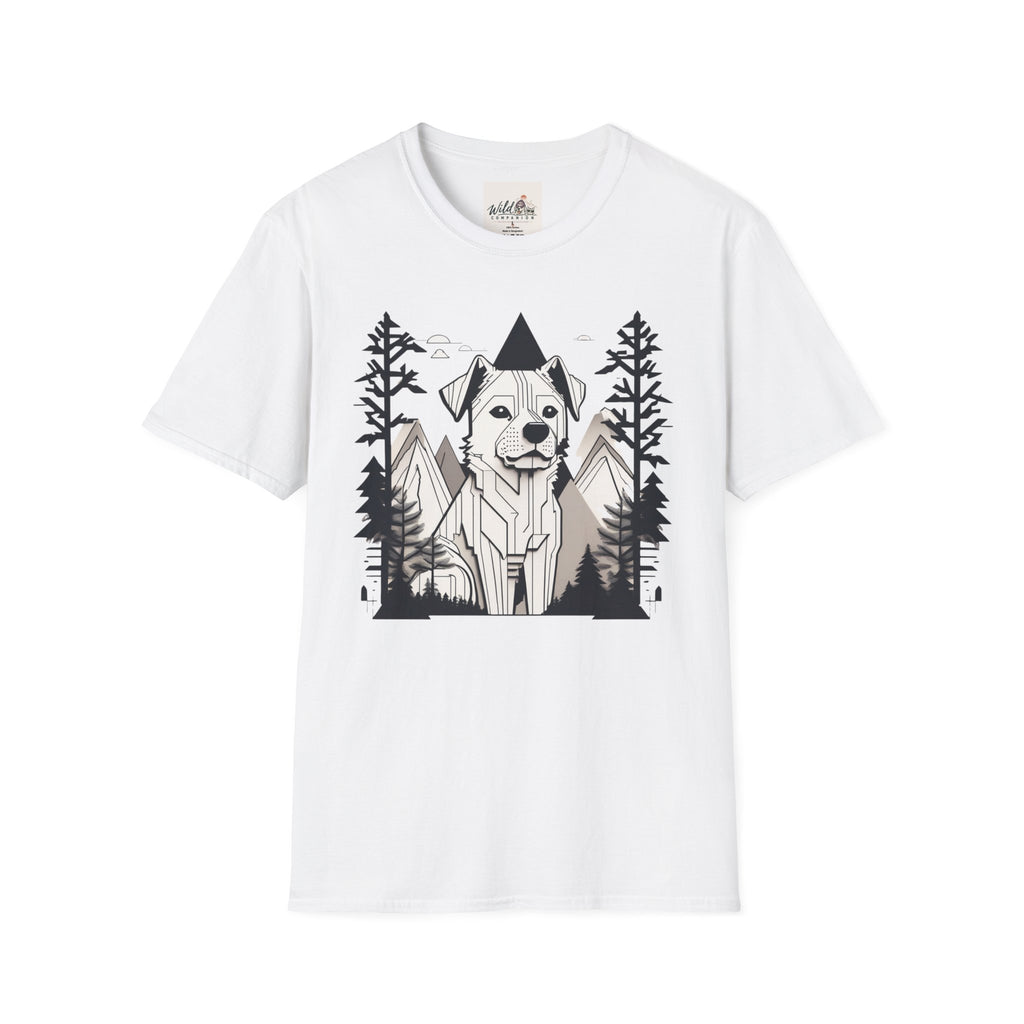 Line Art Dog Mountains 4 T-Shirt